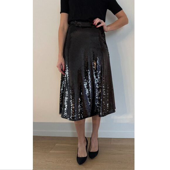 CO Sequin A-Line Skirt in Black, size Medium (Fits like US size 4/6) - Picture 1 of 12